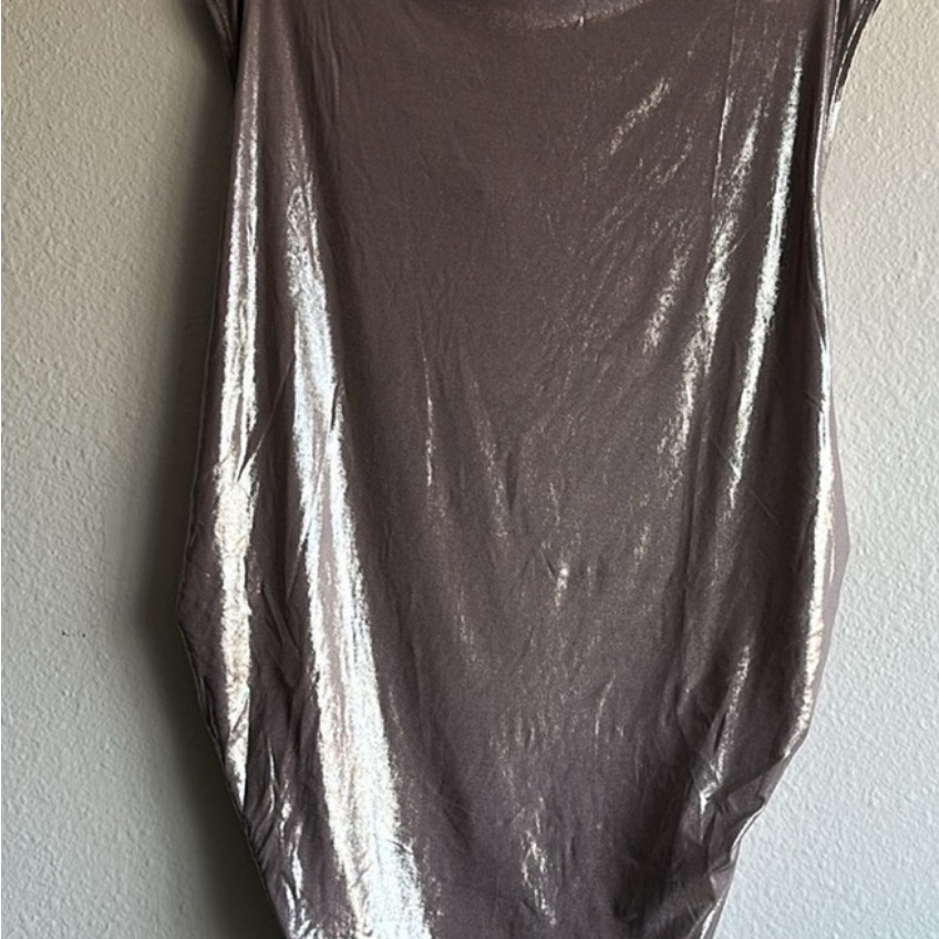 Nwt Anthropologie Plus Maeve Metallic Ruched Top Purpley Shimmery Liquid Gray 3x